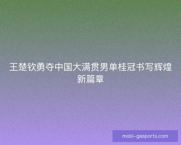 王楚钦勇夺中国大满贯男单桂冠书写辉煌新篇章