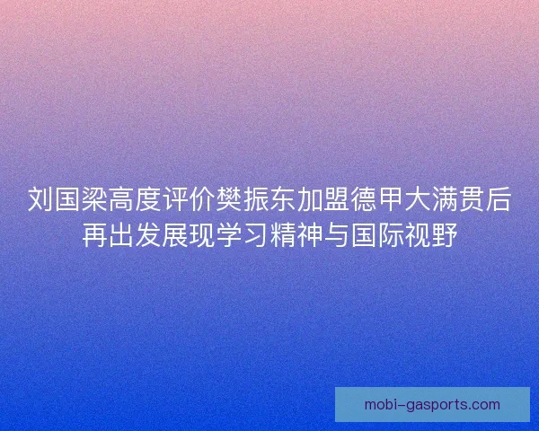 刘国梁高度评价樊振东加盟德甲大满贯后再出发展现学习精神与国际视野