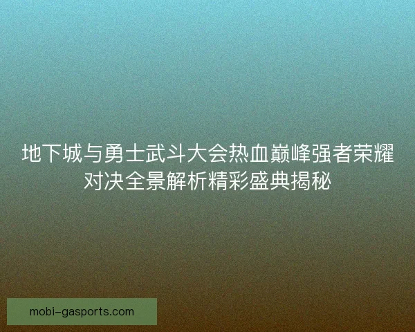 地下城与勇士武斗大会热血巅峰强者荣耀对决全景解析精彩盛典揭秘